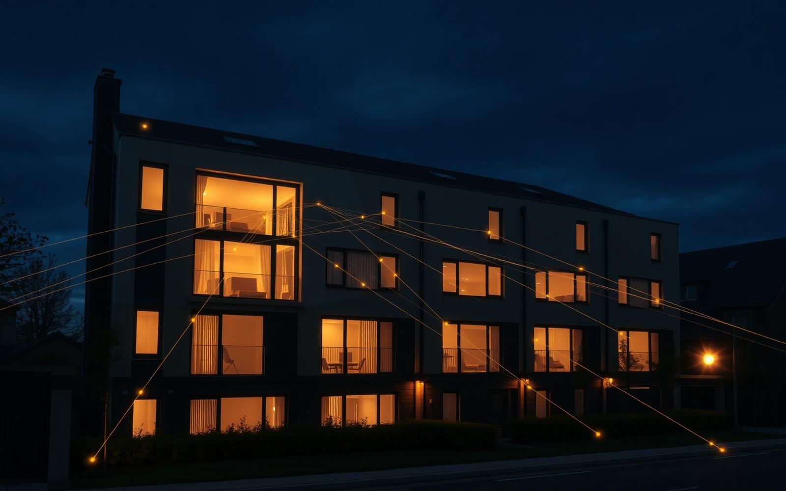 UK residential property at dusk